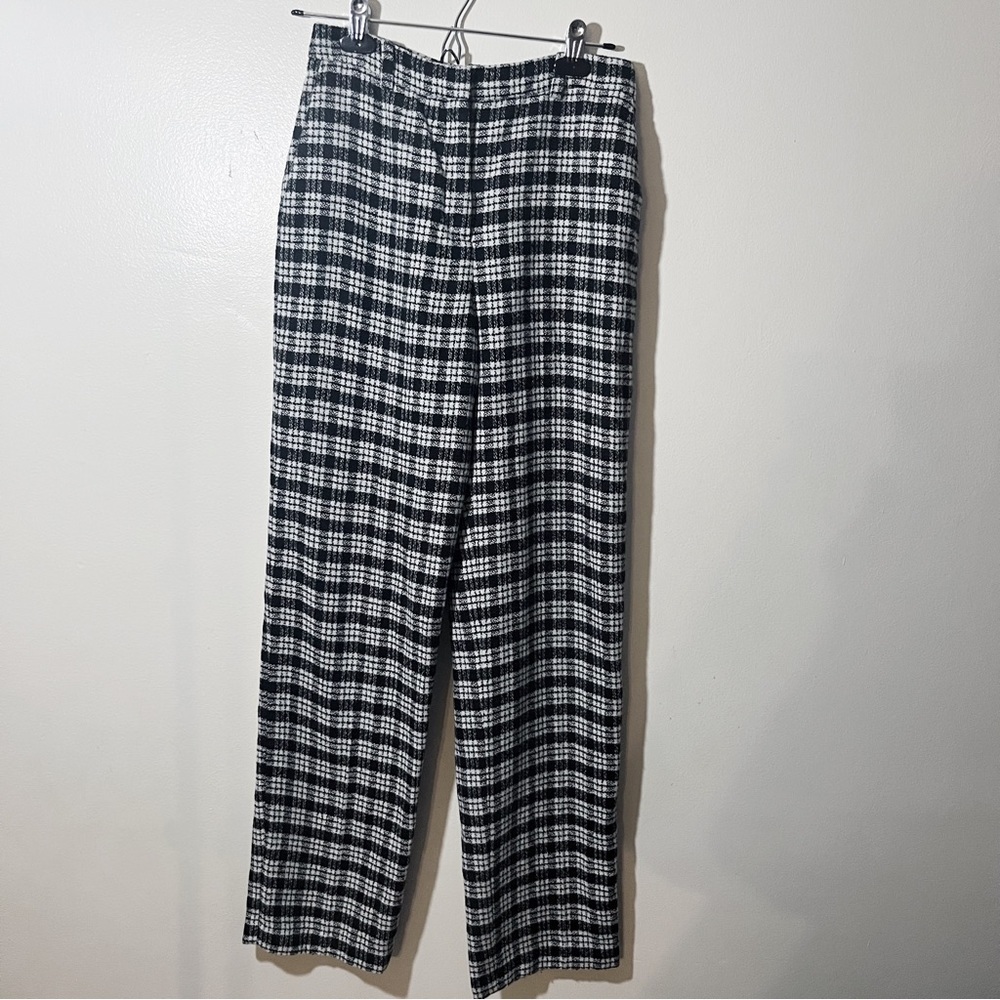 Zara Basic Plaid Tartan Wool Blend 3 Pocket Trouser Pants XS